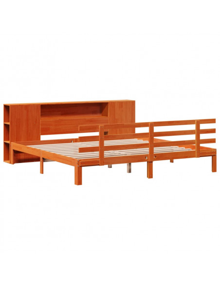 Letto Libreria senza Materasso Marrone Cera 180x200 cm in Pino