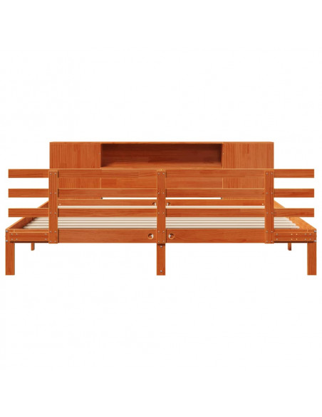 Letto Libreria senza Materasso Marrone Cera 180x200 cm in Pino