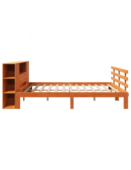 Letto Libreria senza Materasso Marrone Cera 180x200 cm in Pino