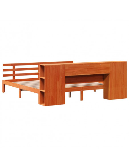 Letto Libreria senza Materasso Marrone Cera 180x200 cm in Pino