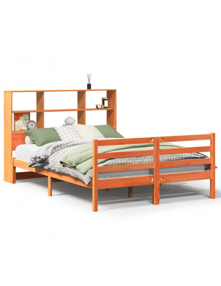 Letto Libreria senza Materasso Marrone Cera 160x200 cm Legno