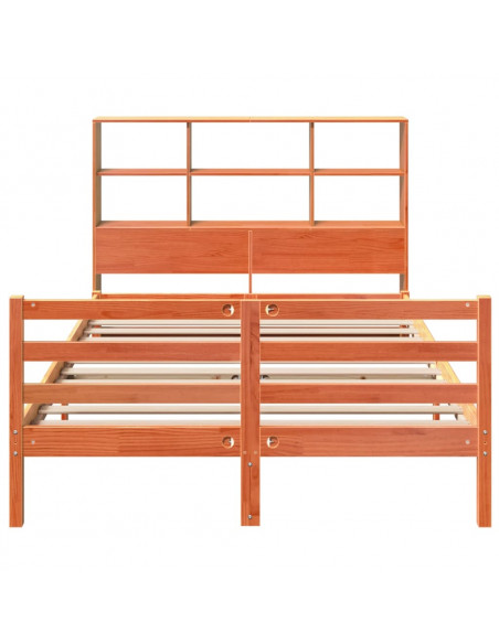 Letto Libreria senza Materasso Marrone Cera 160x200 cm Legno