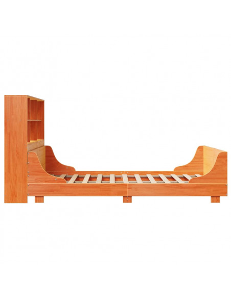 Letto Libreria senza Materasso Marrone Cera 160x200 cm Legno