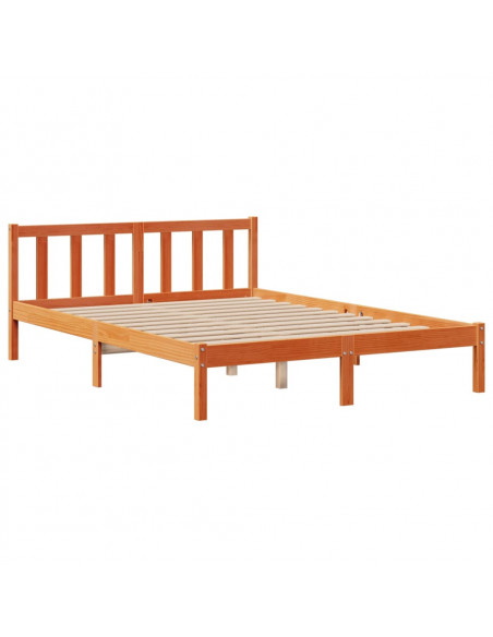 Letto Libreria senza Materasso Marrone Cera 160x200 cm in Pino