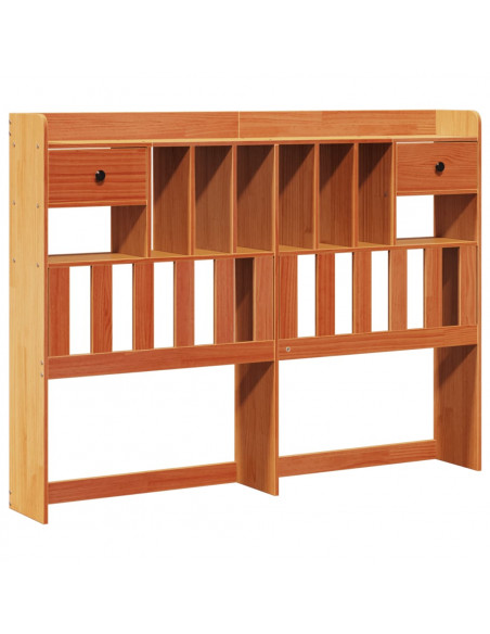 Letto Libreria senza Materasso Marrone Cera 160x200 cm in Pino