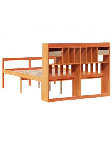 Letto Libreria senza Materasso Marrone Cera 160x200 cm in Pino