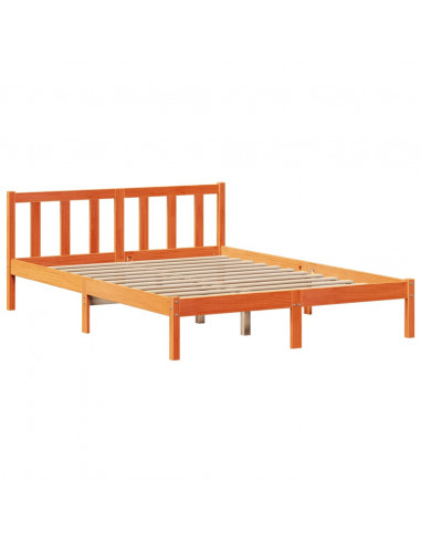 Letto Libreria senza Materasso Marrone Cera 160x200 cm in Pino