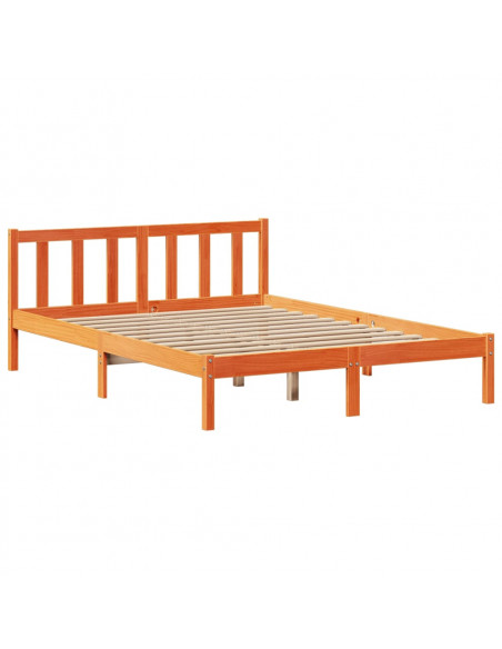 Letto Libreria senza Materasso Marrone Cera 160x200 cm in Pino