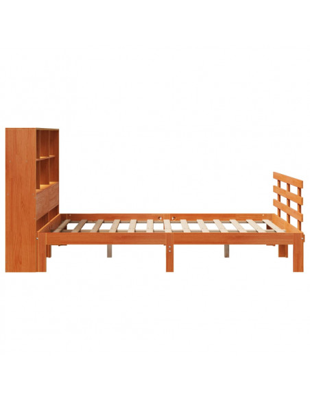 Letto Libreria senza Materasso Marrone Cera 160x200 cm in Pino