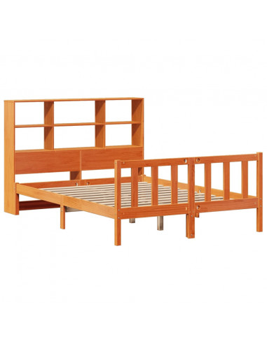 Letto Libreria senza Materasso Marrone Cera 160x200 cm in Pino