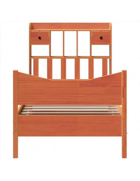 Letto senza Materasso Marrone Cera 75x190 cm in Legno di Pino