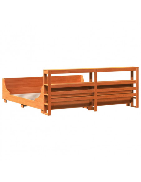 Letto senza Materasso Marrone Cera 200x200 cm in Legno di Pino