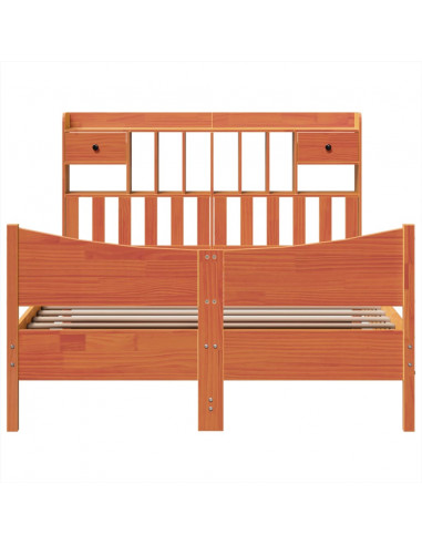 Letto senza Materasso Marrone Cera 140x190 cm in Legno di Pino