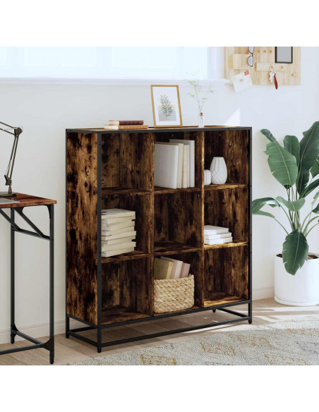 Libreria Rovere Fumo 97,5x33x107,5 cm Legno Multistrato&Metallo