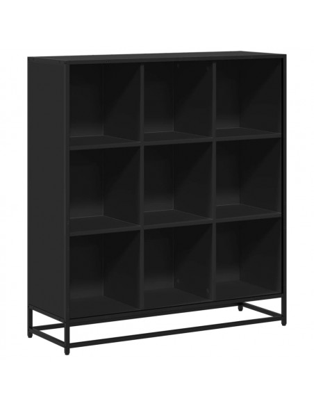 Libreria Nera 97,5x33x107,5 cm in Truciolato e Metallo