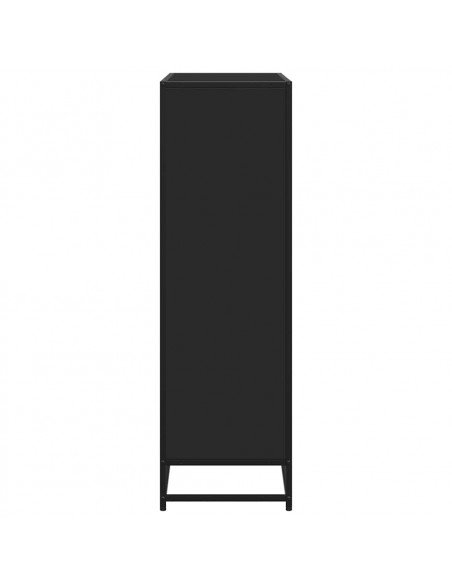 Libreria Nera 97,5x33x107,5 cm in Truciolato e Metallo