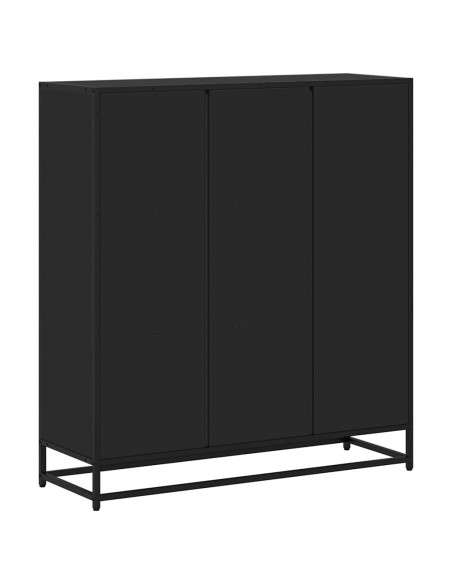 Libreria Nera 97,5x33x107,5 cm in Truciolato e Metallo