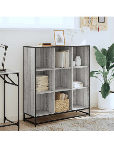 Libreria Grigio Sonoma 97,5x33x107,5 cm Multistrato e Metallo