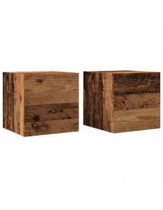 Mobili Porta TV a Parete 2pz Legno Antico 30,5x30x30 cm