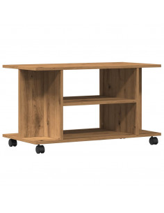 Mobile TV Ruote Rovere Artigianale 80x40x45cm Legno Multistrato