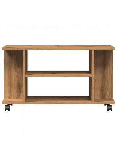 Mobile TV Ruote Rovere Artigianale 80x40x45cm Legno Multistrato