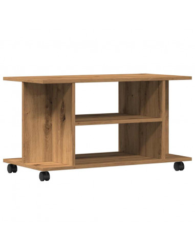 Mobile TV Ruote Rovere Artigianale 80x40x45cm Legno Multistrato