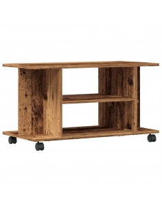Mobile TV con Ruote Legno Antico 80x40x45 cm Legno Multistrato