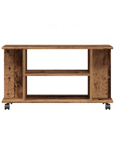 Mobile TV con Ruote Legno Antico 80x40x45 cm Legno Multistrato