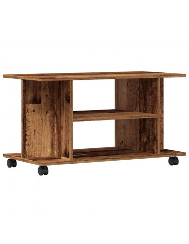 Mobile TV con Ruote Legno Antico 80x40x45 cm Legno Multistrato