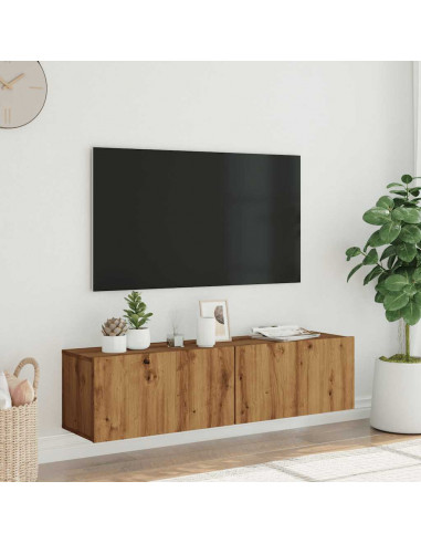 Mobile TV a Parete Rovere Artigianale 120x30x30cm in Truciolato