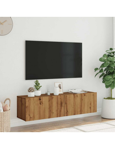 Mobile TV a Parete Rovere Artigianale 120x30x30cm in Truciolato