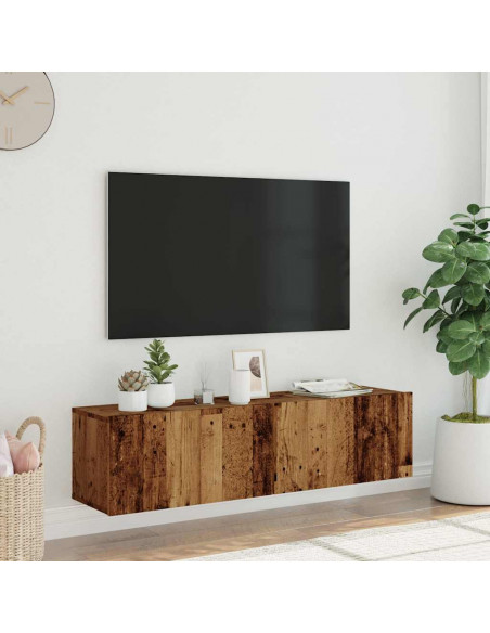 Mobile TV a Parete Legno Antico 120x30x30 cm in Truciolato