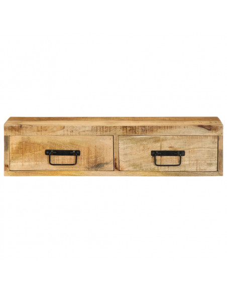 Mobile TV a Parete 80x30x19 cm Legno Grezzo Massello di Mango