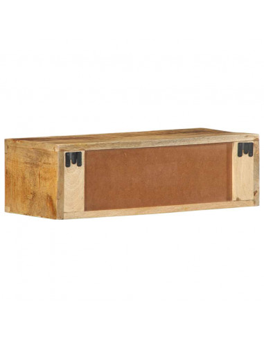 Mobile TV a Parete 60x30x19 cm Legno Grezzo Massello di Mango