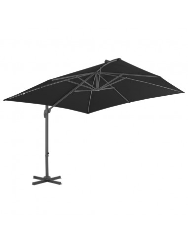 Ombrellone a Sbalzo con Palo in Alluminio 3x3 m Nero