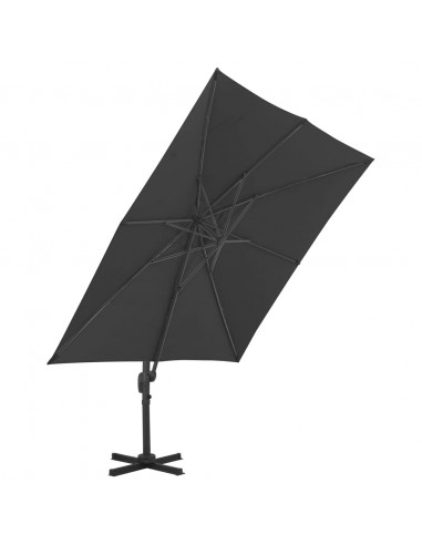 Ombrellone a Sbalzo con Palo in Alluminio 3x3 m Nero