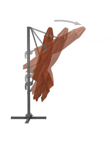 Ombrellone a Sbalzo con Palo Alluminio Terracotta 400x300 cm