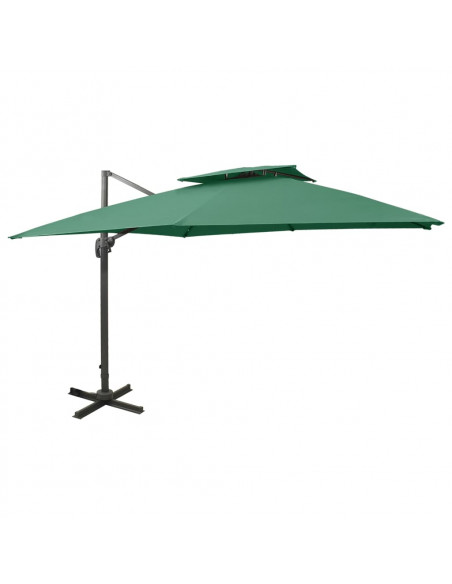 Ombrellone a Sbalzo con Doppia Copertura 300x300 cm Verde