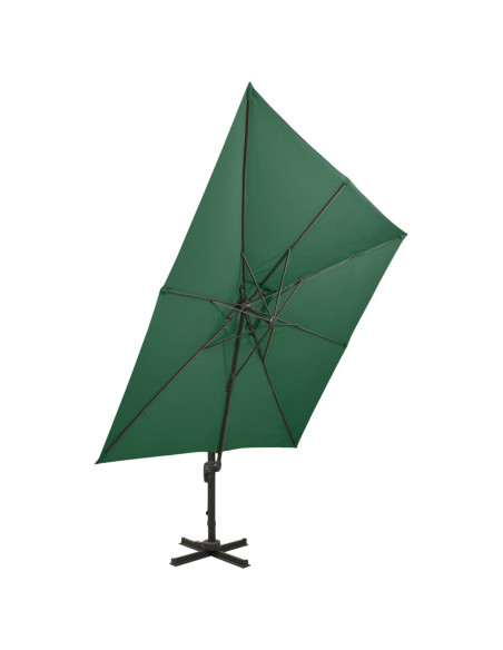 Ombrellone a Sbalzo con Doppia Copertura 300x300 cm Verde