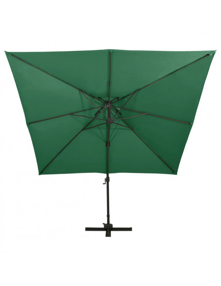 Ombrellone a Sbalzo con Doppia Copertura 300x300 cm Verde