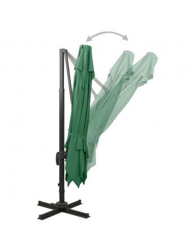 Ombrellone a Sbalzo con Doppia Copertura 300x300 cm Verde