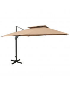 Ombrellone a Sbalzo con Doppia Copertura 300x300 cm Tortora