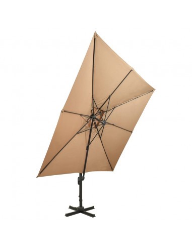 Ombrellone a Sbalzo con Doppia Copertura 300x300 cm Tortora