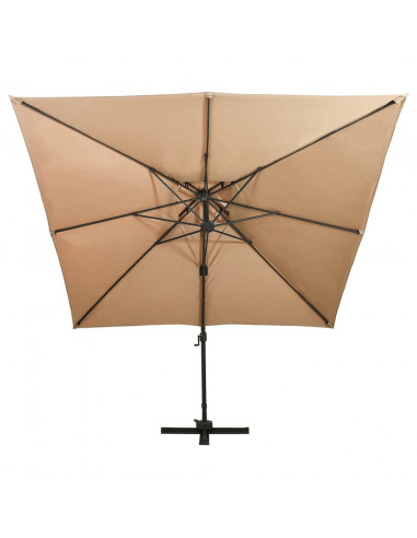 Ombrellone a Sbalzo con Doppia Copertura 300x300 cm Tortora