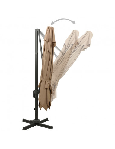 Ombrellone a Sbalzo con Doppia Copertura 300x300 cm Tortora