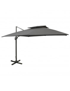 Ombrellone a Sbalzo con Doppia Copertura 300x300 cm Antracite