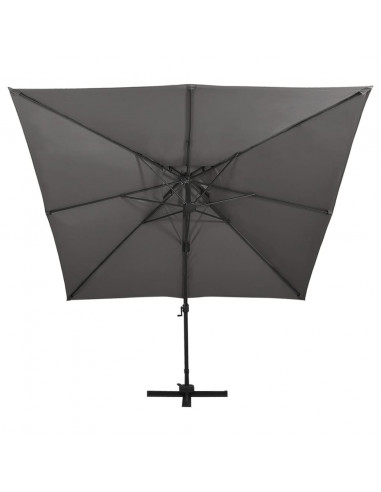 Ombrellone a Sbalzo con Doppia Copertura 300x300 cm Antracite