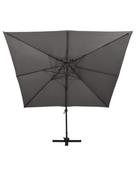 Ombrellone a Sbalzo con Doppia Copertura 300x300 cm Antracite