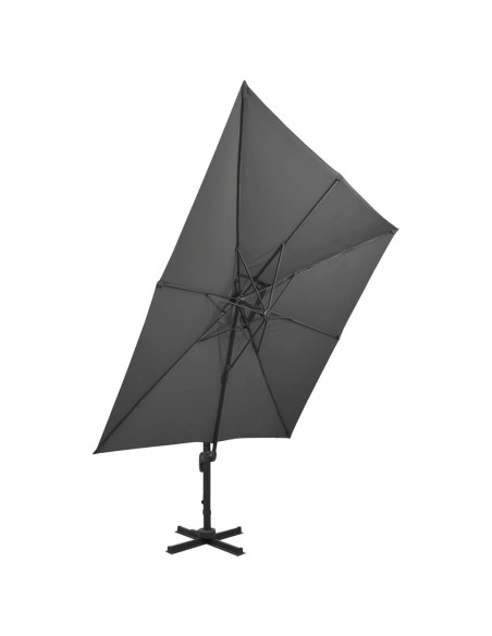 Ombrellone a Sbalzo con Doppia Copertura 300x300 cm Antracite