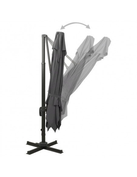 Ombrellone a Sbalzo con Doppia Copertura 300x300 cm Antracite